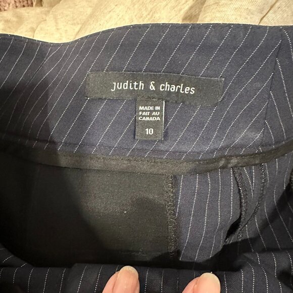 Judith & Charles Navy Pinstripe Virgin Wool Trousers – Size 10 - Picture 4 of 4